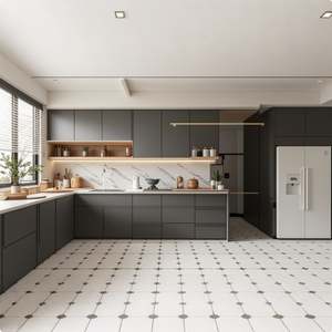 Juego de Muebles de Cocina de Madera Contrachapada Gris Importada, Puerta de Vidrio con Acabado Lacado, con Grifo, Cajón y Cesta, Diseño Equipado, China - Product Image 5