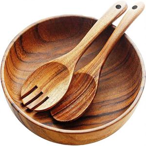 Bol à salade rond en bois d'acacia de haute qualité, personnalisable, écologique, surface polie, en stock - Product Image 4