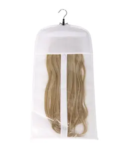 Extensiones de cabello de plástico transparente Paquete de peluca Impresión personalizada Bolsas de peluca Tamaño largo Clip de cabello Bolsa con cremallera