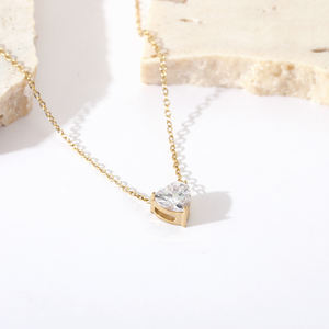 18Kゴールドメッキ女性可憐な低感度変色フリーステンレススチールクリスタルラインストーンチャームハートネックレス女性用 - Product Image 4