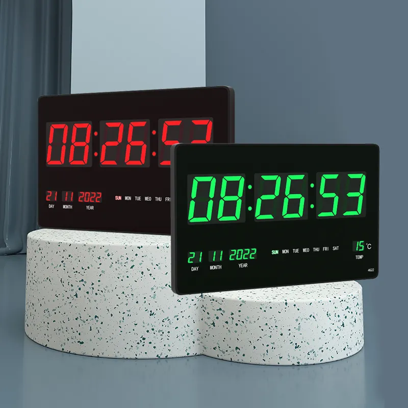 Jinling Shiyin LED Digital Clock Temperature display calendar for Home Bedroom Office Large screen square wall-mounted