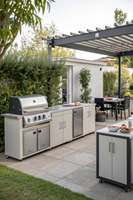 Ensembles d'armoires de cuisine BBQ d'extérieur modernes en acier inoxydable antirouille pour station de cuisson de jardin