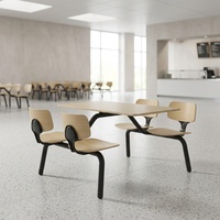 Ensemble table et chaises de cantine pour restaurant, 4 personnes, en bois écologique durable, style moderne, pour centre commercial et cantine scolaire