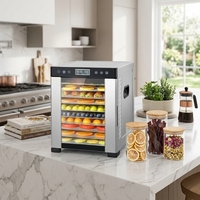 Déshydrateur alimentaire professionnel en acier inoxydable à 10 plateaux – Pour viande séchée, fruits, friandises pour animaux – Contrôle tactile numérique, réglable jusqu'à 80°C