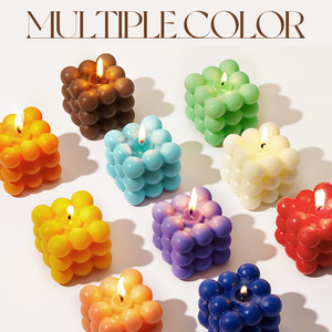 Bougie parfumée en forme de cube, bougie d'anniversaire colorée, décoration parfumée pour chambre à coucher, pour fête et célébration - Product Image 1