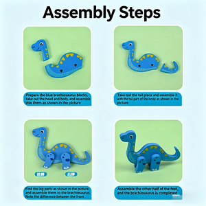 Blocchi di Costruzione in Legno 3D a Forma di Dinosauro, Giocattolo Educativo Creativo per Bambini dai 3 ai 7 Anni - Product Image 4
