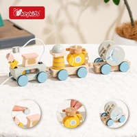 Nouveau train à tirer en bois 2026 sur le thème marin pour tout-petits, jouet éducatif Montessori W05B249