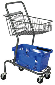 Chariot de vente chaud d'épicerie de fil métallique petit caddie à deux étages - Product Image 6