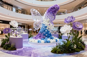 Système d'exposition Butterfly Dream - Installation de présentoir pop-up de marque Fantasy Violet Bleu Blanc - Product Image 3