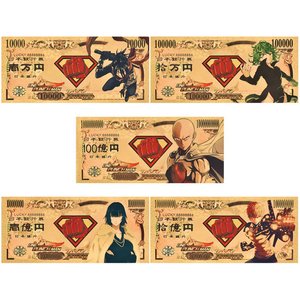 Billet de banque commémoratif <span class=keywords><strong>One</strong></span> Punched <span class=keywords><strong>Man</strong></span> Saitama, pièce en plastique plaquée or, cadeau pour collectionneurs et fans d'<span class=keywords><strong>anime</strong></span> - Product Image 1