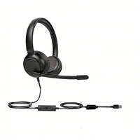 Casque Binaural Filaire USB avec Microphone Anti-Bruit Qualcomm ENC et Fonction Mute, Idéal pour le Bureau et les Appels Professionnels