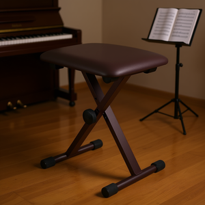 Tabouret de piano réglable en hauteur avec pieds en caoutchouc antidérapants, chaise de musicien pliable et portable pour guitare, noir - Product Image 2