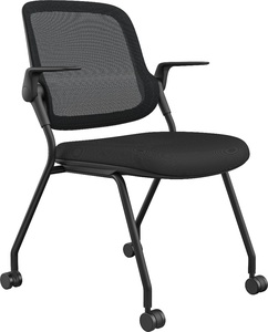 Chaise pivotante empilable en maille moderne en gros pour les salles de conférence, de formation, les hôpitaux et les hôtels, avec tablette d'écriture - Product Image 3