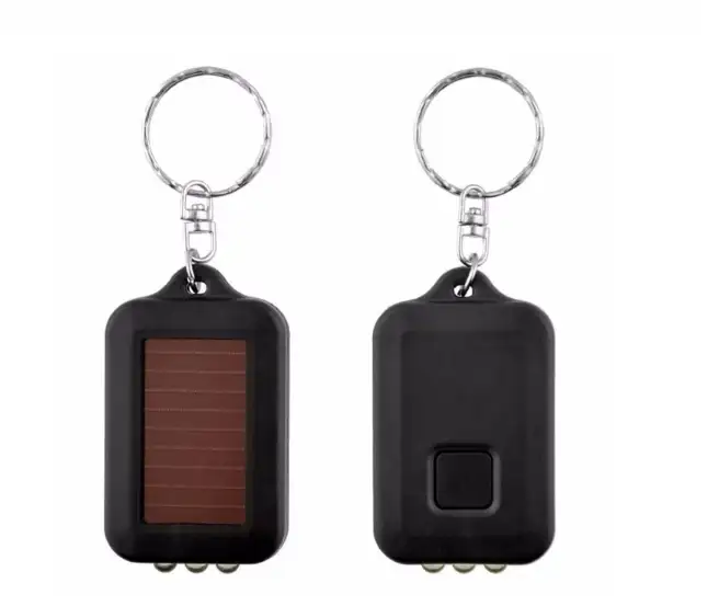 Mini Solar Power Rechargeable 3 Keychain Flashlight Flat LED Flashlight Lamp Torch LED Light Keychain