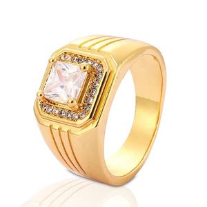 Anillo de compromiso para hombre chapado en oro de 18 quilates con circonitas de lujo, anillo de compromiso de moda con circonitas para hombre, anillo de dedo de oro que no se deslustra - Product Image 5