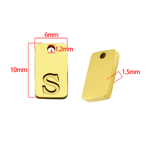 Colgante de Color dorado pulido de acero inoxidable, letras colgantes de 6x10x1,5mm, compatible con pulsera DIY, Collar para mascotas, fabricación de joyas - Product Image 6
