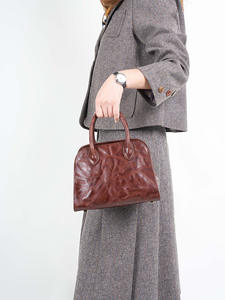 Bolso Bandolera de Cuero Genuino Estilo Vintage Otoño/Invierno, Bolso Tote de Gran Capacidad, Bolso de Mano de Piel Vacuna Escarchada, a la Moda para Damas - Product Image 2