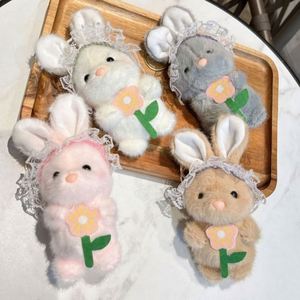 Peluche de Conejo con Pañuelo de Encaje, Orejas Largas, Llavero de Animal de Peluche, Juguete Suave de Conejito para Niñas, Regalo Listo para Envío - Product Image 3