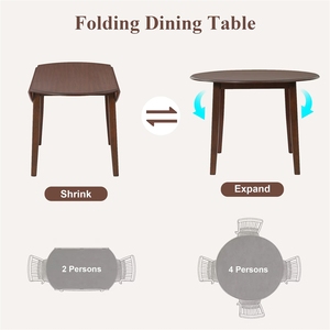 Tavolo da Pranzo Rotondo Estensibile per 2-4 Persone, Pieghevole in Legno con <span class=keywords><strong>Dimensioni</strong></span> Regolabili - Product Image 3