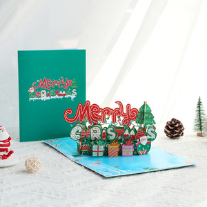 Carte de vœux pop-up artisanale de Noël avec lettres colorées, motif Père Noël, pour remerciement, bénédiction, souvenir, cadeau, vente en gros - Product Image 2
