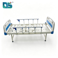 Cama de Hospital Manual Ajustable de Acero con 2 Funciones, Manivelas Cromadas, 5 Rieles Laterales de Aleación de Aluminio y Cabecera/Pieza Inferior de ABS