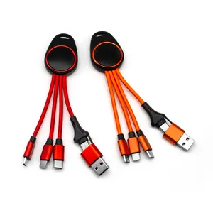 Hadiah Kustom Pabrik LOGO merek desain baru gantungan kunci Multi mikro USB pengisi daya 5 In 1 Hadiah kabel pengisi daya USB