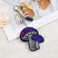 Porte-clés créatif en velours style coréen, en forme de champignon, avec strass et diamants, pendentif de sac