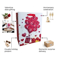 Sacs cadeaux en papier VT02 prêts à être expédiés, sacs pour gâteau de la Saint-Valentin, ballons d'amour et roses