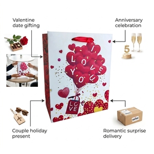 VT02 Ready to Ship Valentine Torte <strong>Bag</strong>, Love Balloon &amp; Roses Paper Gift <strong>Bags</strong> - Product Image 4
