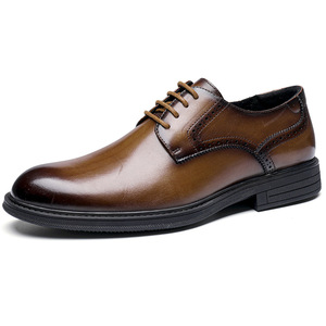 Botas de cuero marrón con punta redonda y cordones, plantilla acolchada, suela de goma, para todas las estaciones, envío directo - Product Image 5