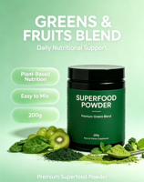 In Stock Organic Superfood Blend Wheatgrass Spirulina Chlorella Probiotics Veggie Green Drink Mix Powder Daily Immune Support