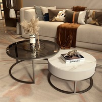 Salon nordique Table basse en marbre maison Table centrale circulaire jambe en métal appartement Villa meubles de bureau