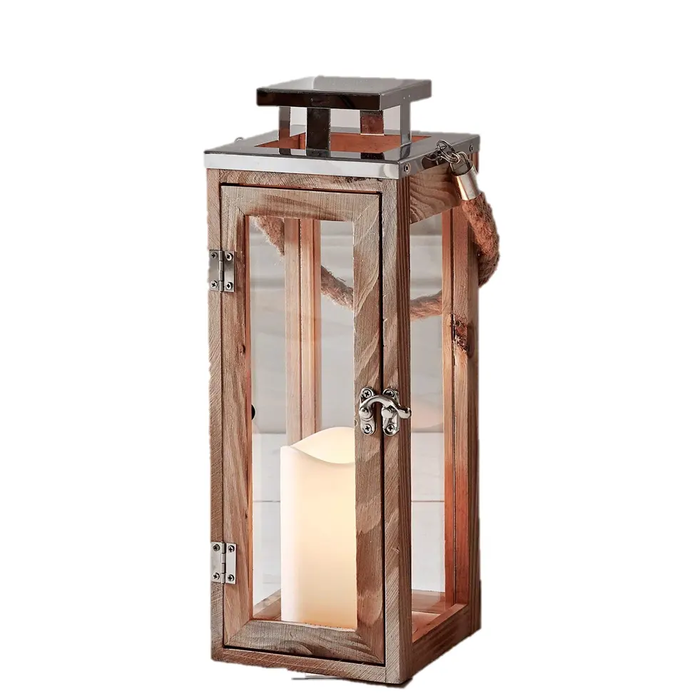 Wooden Battery Operated LED Flameless Candle Lantern for Indoor and Outdoor wedding decoration home accessory lanterns