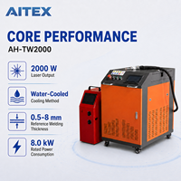 Machine de soudage laser portative refroidie par eau 2000W, soudeuse laser à fibre avec alimentation en fil optionnelle pour la fabrication métallique AH-TW2000