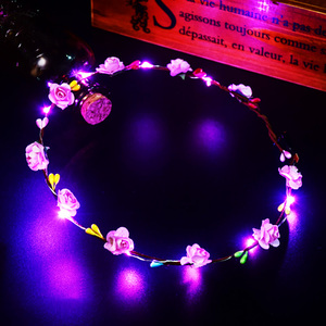 Venta al por mayor LED tocado flor corona diadema brillante boda fiesta Navidad guirnaldas flor corona - Product Image 6