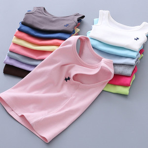 Débardeur d'été à motif uni pour garçons et filles, en pur coton tricoté, sous-vêtement intime pour enfants - Product Image 1