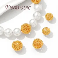 Perles d'espacement en plaqué or 18 carats 8mm 10mm perles rondes et séparateurs pour bijoux à bricoler soi-même résultats de collier et accessoires de bracelets