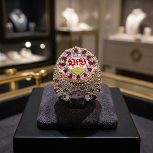 Bague Chevalière Hip Hop de Luxe Sur Mesure en Acier Inoxydable Plaqué Platine Unisexe, Bijou de Championnat Sportif avec Strass en Cristal Troisième Génération - Product Image 4