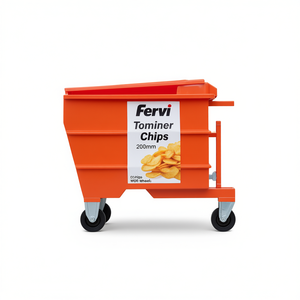 Contenedor basculante Fervi para chips con ruedas, 200 mm de ancho, contenedor logístico industrial - Product Image 2