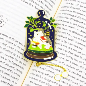 Bookmark rumbai logam warna penuh bunga bentuk daun dibuat khusus Lenticular 3D logam desain kustom Logo dicetak Bookmark