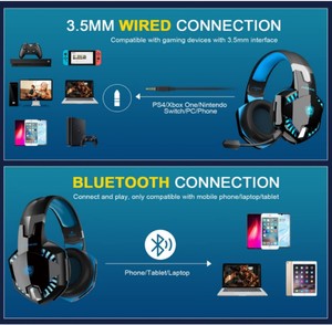 Auriculares para Juegos PS5 7.1 para PC / <span class=keywords><strong>Xbox</strong></span> One / PS4 G2000 Inalámbricos Bluetooth con Micrófono Desmontable con Cancelación de Ruido - Product Image 2