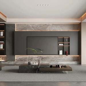 Modern Luxury High Quality Wooden <b>TV</b> Cabinet and Coffee Table for Living Room with Background Wall - Product Image 1