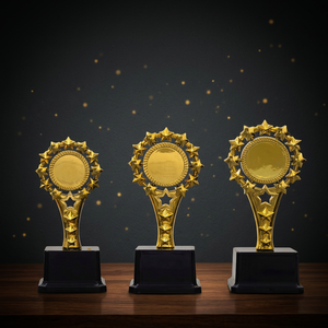 Trophée en métal moulé sous pression, finition dorée attrayante, portable, gravure possible pour récompenses, réunions d'affaires, événements annuels - Product Image 1