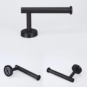 Powder Coated SUS 304 <b>Bathroom</b> <b>Accessories</b> Set Luxury Matte Black Towel Rack 40cm Wall Mounted Robe Hooks for Hotel Project - Product Image 5
