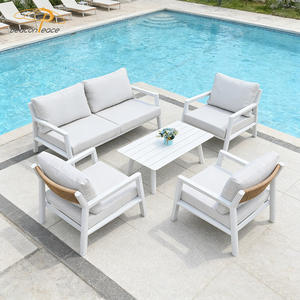 Ensemble de canapés d'extérieur en rotin moderne, mobilier de jardin, canapé d'extérieur modulable en aluminium 4 pièces pour patio, bord de piscine, villa - Product Image 2