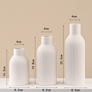 European Style Morandi Color Stripe Matte Premium Feel Ceramic Vase for Living Room Desktop Dried <b>Flower</b> <b>Display</b> Decoration - Product Image 4
