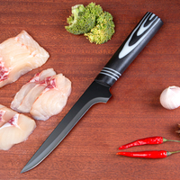 Couteau à désosser de 6 pouces en acier inoxydable, revêtement noir antiadhésif, couteau de boucher aiguisé pour viande, filet de poisson, découpe et finissage en cuisine