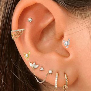 Titanium Plated Spider <b>Stud</b> Earring 1.2x8mm Insect Shape Prong Set Crystal <b>Cartilage</b> Lip Jewelry Unisex ASTM F136 - Product Image 2