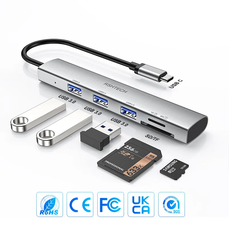 Fabricantes de acoplamento USB tipo C Hub multiport 5X1 Porta 3.0 USB Splitter Hub