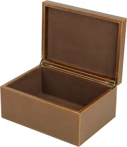 ओम लक्जरी एमडीएफ लकड़ी बड़ी लकड़ी की संरचना उपहार बॉक्स पैकेजिंग क्रेडिट कार्ड चाबी का गुच्छा सतह चमड़ा कस्टम उपहार बॉक्स
